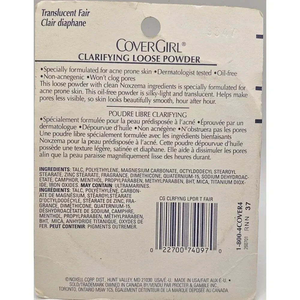 Nos‎ Vintage COVERGIRL Clarifying Loose Powder Translucent Fair 518 0.7oz